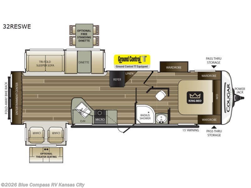 2019 Keystone Cougar Half-Ton Series 32RESWE - Used Travel Trailer For Sale by Blue Compass RV Kansas City in Grain Valley, Missouri features Slideout