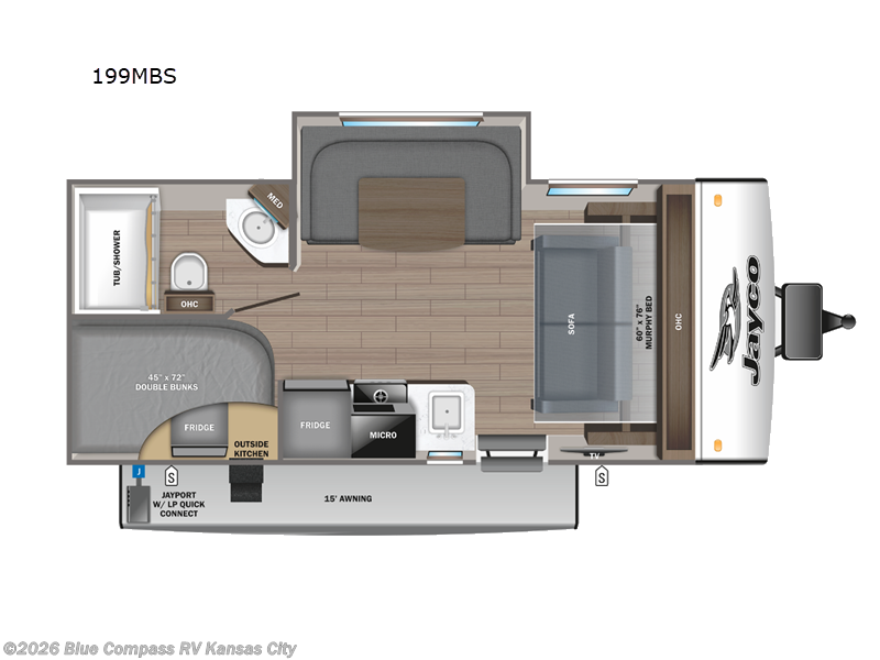 2023 Jayco Jay Feather Micro 199MBS - Used Travel Trailer For Sale by Blue Compass RV Kansas City in Grain Valley, Missouri features Slideout
