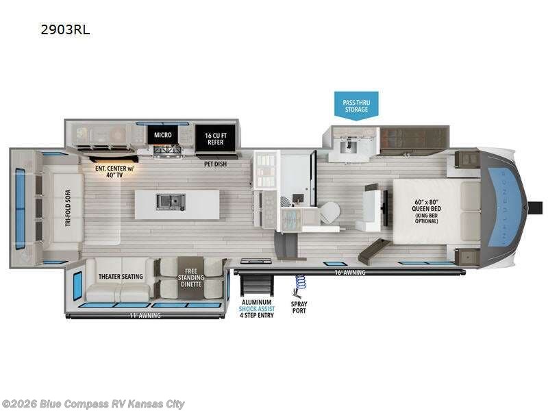 2024 Grand Design Influence 2903RL - Used Fifth Wheel For Sale by Blue Compass RV Kansas City in Grain Valley, Missouri features Slideout