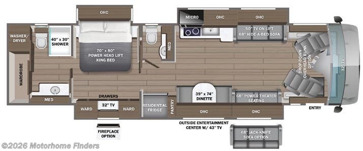 Floorplan of 2025 Entegra Coach Reatta XL 40Q2