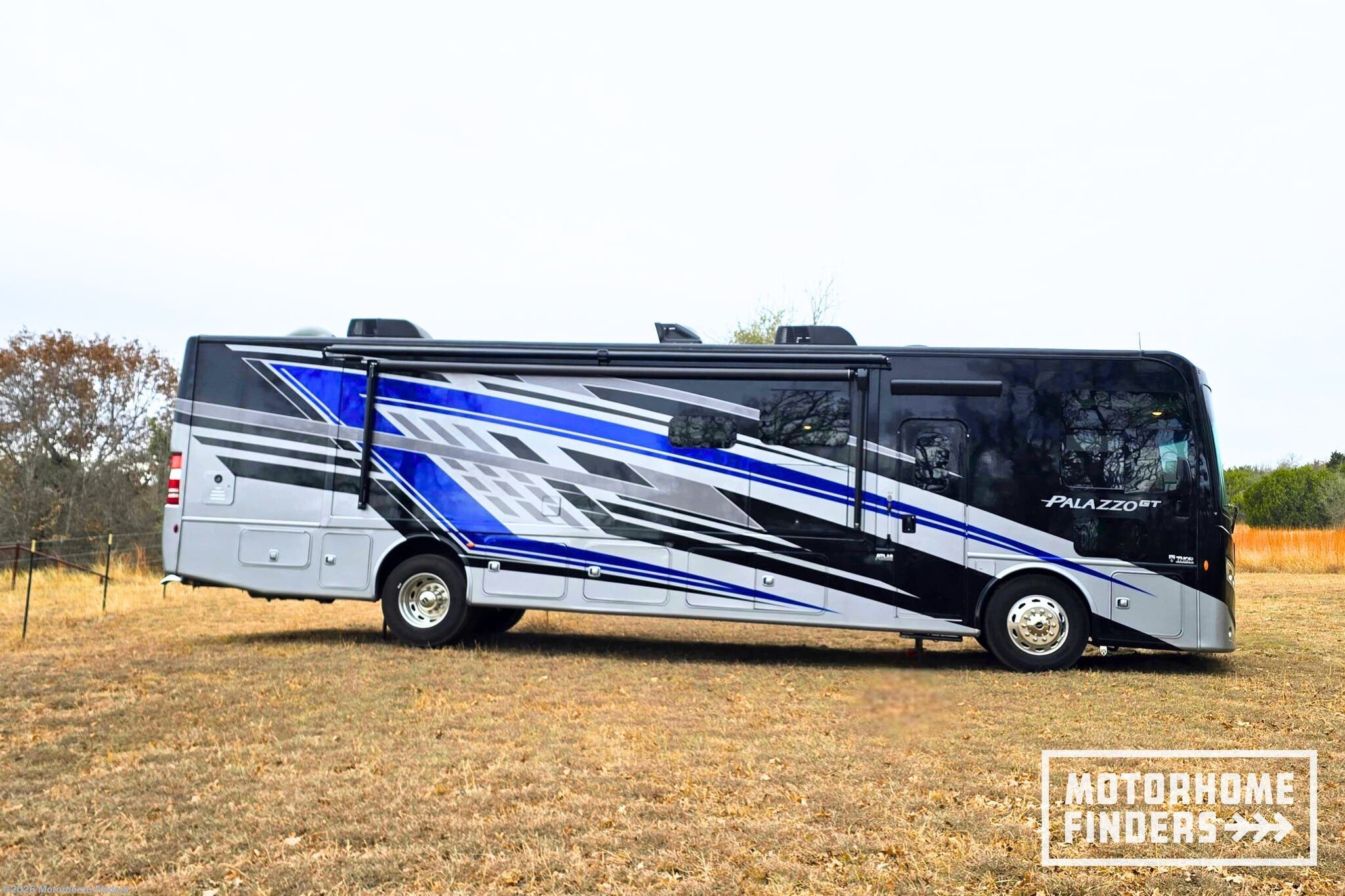 2024 Thor Motor Coach Palazzo GT 37.5 - Used Diesel Pusher For Sale by Motorhome Finders in Stephenville, Texas features Tankless Demand Gas Water Heater, Furnace, Fire Extinguisher, Day/Night Shades, External Shower