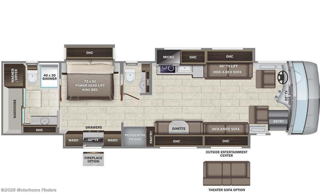 Floorplan of 2022 Entegra Coach Reatta XL 40Q2