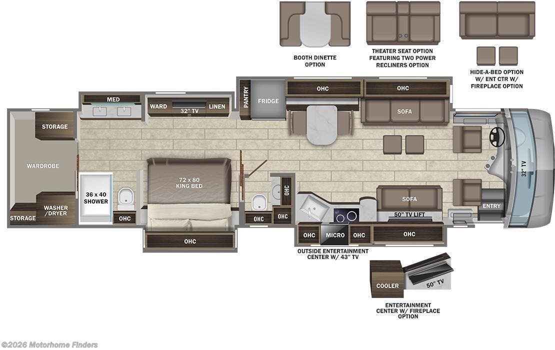 Floorplan of 2022 Entegra Coach Anthem 44D