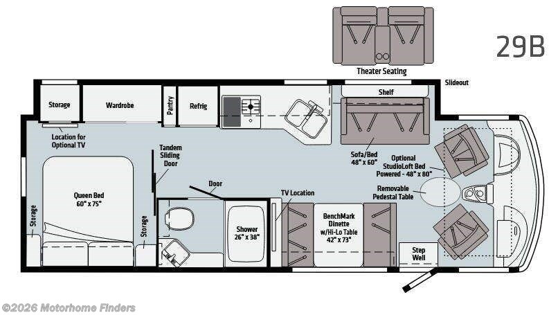 Floorplan of 2022 Winnebago Adventurer 29B