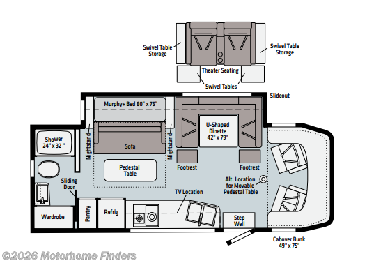 Floorplan of 2021 Winnebago View 24D