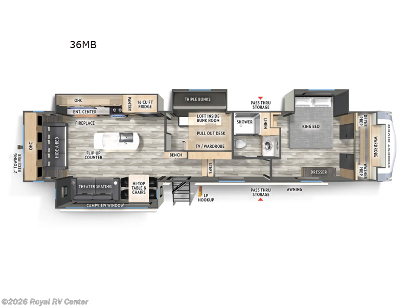 2025 Forest River Wildcat 36MB - New Fifth Wheel For Sale by Royal RV Center in Middlebury, Indiana features Slideout