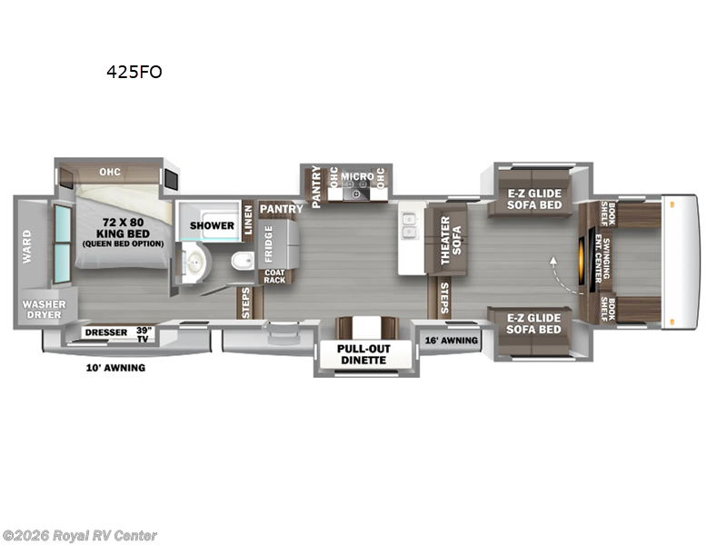 2025 Forest River Riverstone Legacy 425FO - New Fifth Wheel For Sale by Royal RV Center in Middlebury, Indiana features Slideout