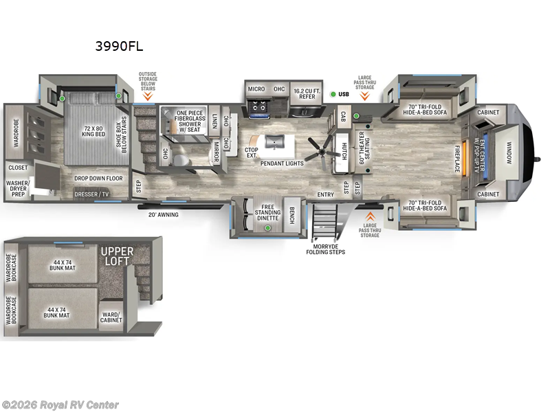 2026 Forest River Sierra 3990FL - New Fifth Wheel For Sale by Royal RV Center in Middlebury, Indiana features Slideout