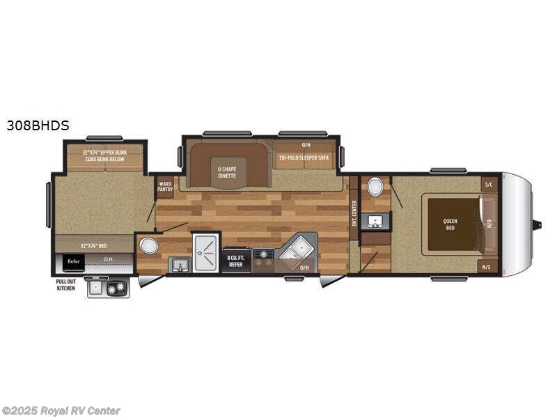 2017 Keystone Hideout 308BHDS - Used Fifth Wheel For Sale by Royal RV Center in Middlebury, Indiana features Slideout