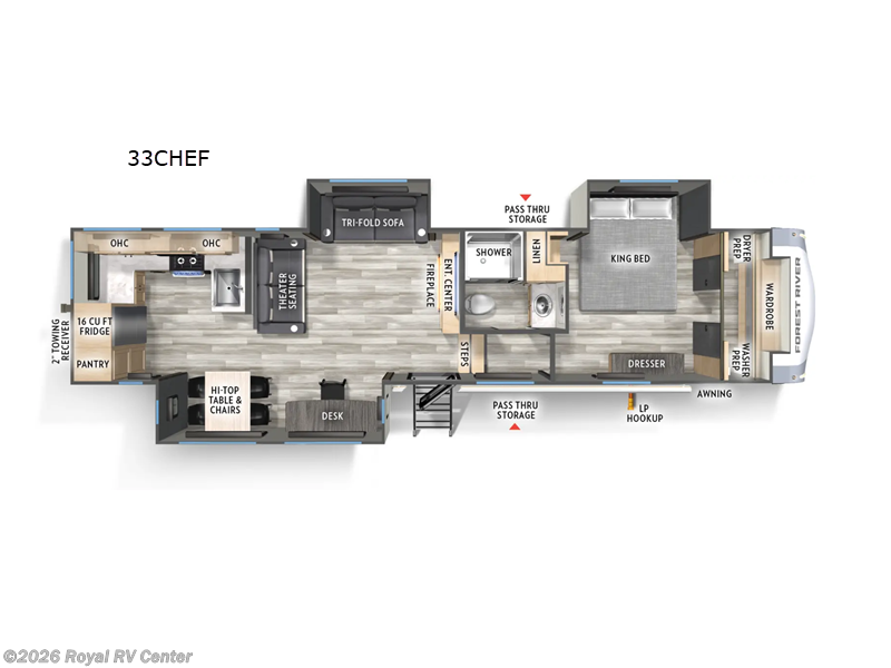 2026 Forest River Wildcat 33CHEF - New Fifth Wheel For Sale by Royal RV Center in Middlebury, Indiana features Slideout