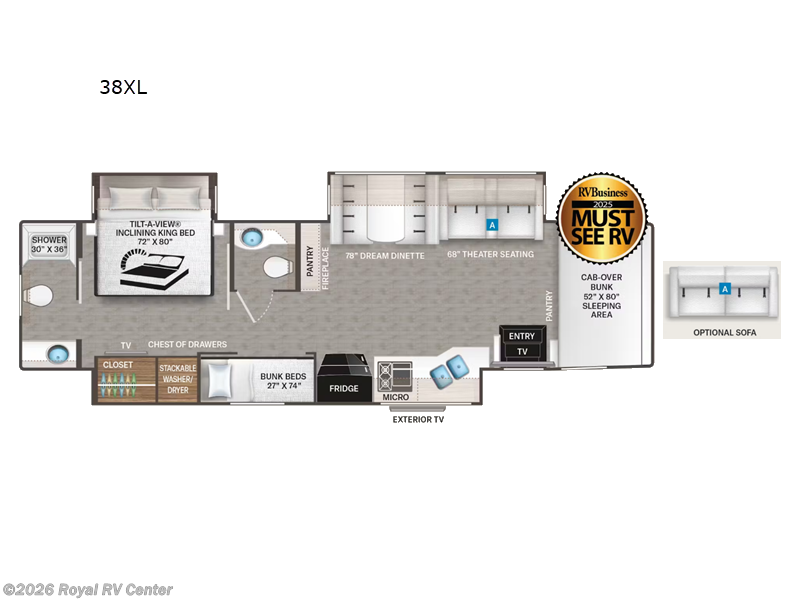 2026 Thor Motor Coach Pasadena 38XL - New Super C For Sale by Royal RV Center in Middlebury, Indiana features Slideout