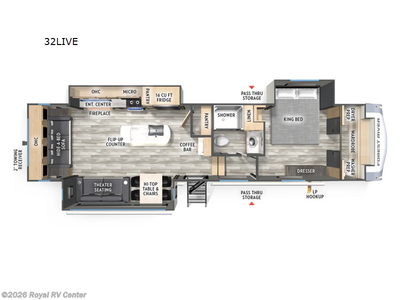2026 Forest River Wildcat 32LIVE - New Fifth Wheel For Sale by Royal RV Center in Middlebury, Indiana features Slideout