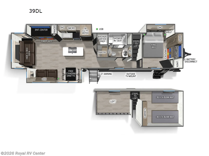 2026 Forest River Cherokee Timberwolf 39DL - New Destination Trailer For Sale by Royal RV Center in Middlebury, Indiana features Slideout