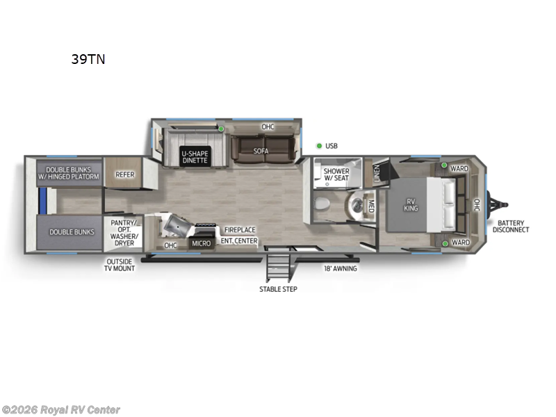 2026 Forest River Cherokee Timberwolf 39TN - New Destination Trailer For Sale by Royal RV Center in Middlebury, Indiana features Slideout