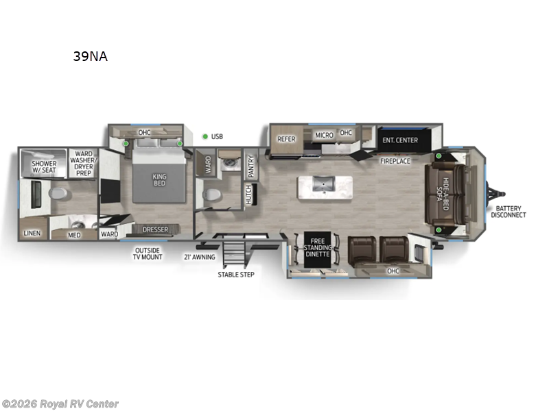 2026 Forest River Cherokee Timberwolf 39NA - New Destination Trailer For Sale by Royal RV Center in Middlebury, Indiana features Slideout
