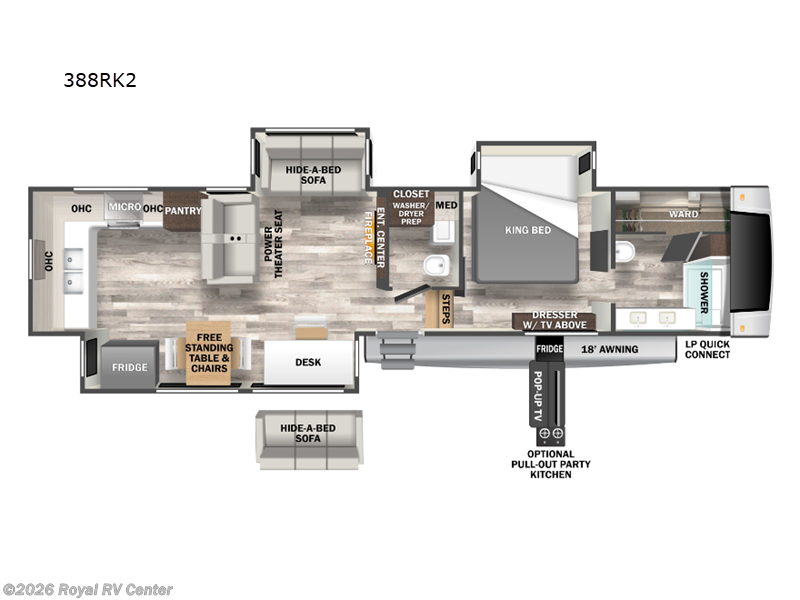 2023 Forest River Cedar Creek 388RK2 - Used Fifth Wheel For Sale by Royal RV Center in Middlebury, Indiana features Slideout