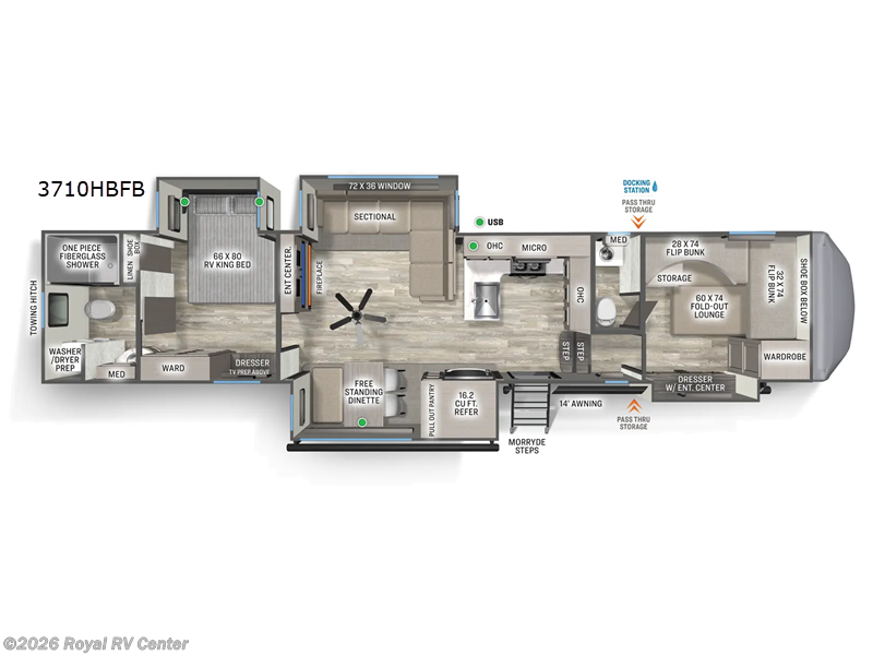 2026 Forest River Sierra 3710HBFB - New Fifth Wheel For Sale by Royal RV Center in Middlebury, Indiana features Slideout