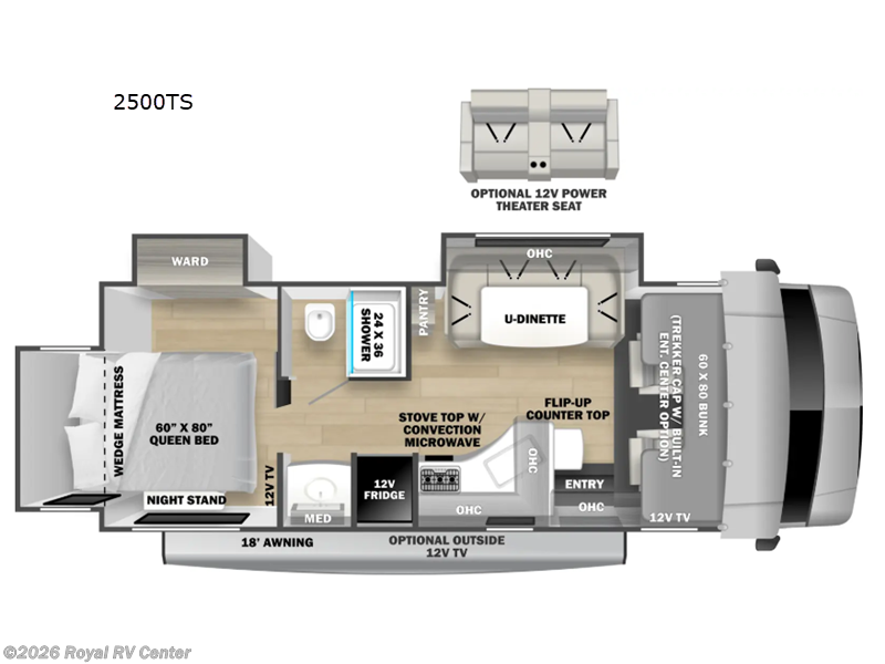2026 Forest River Sunseeker 2500TS - New Class C For Sale by Royal RV Center in Middlebury, Indiana features Slideout