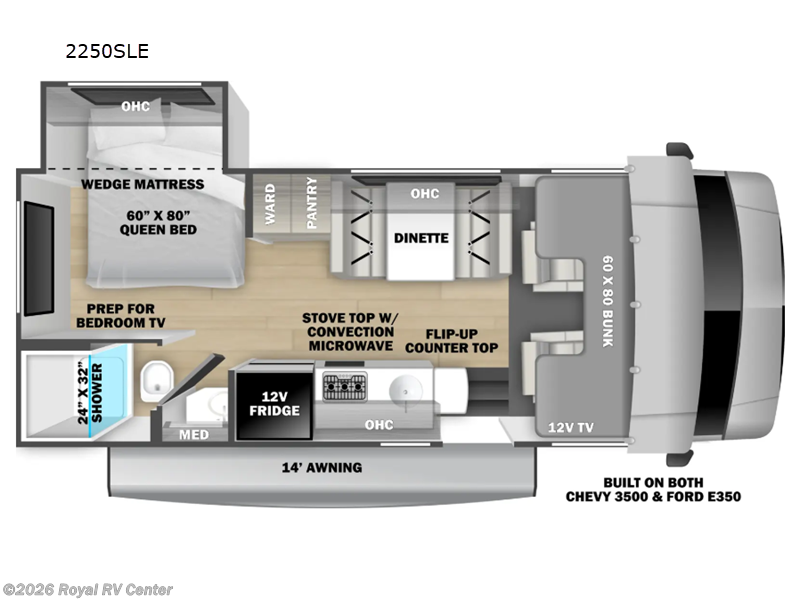 2026 Forest River Sunseeker LE 2250SLE Ford - New Class C For Sale by Royal RV Center in Middlebury, Indiana features Slideout