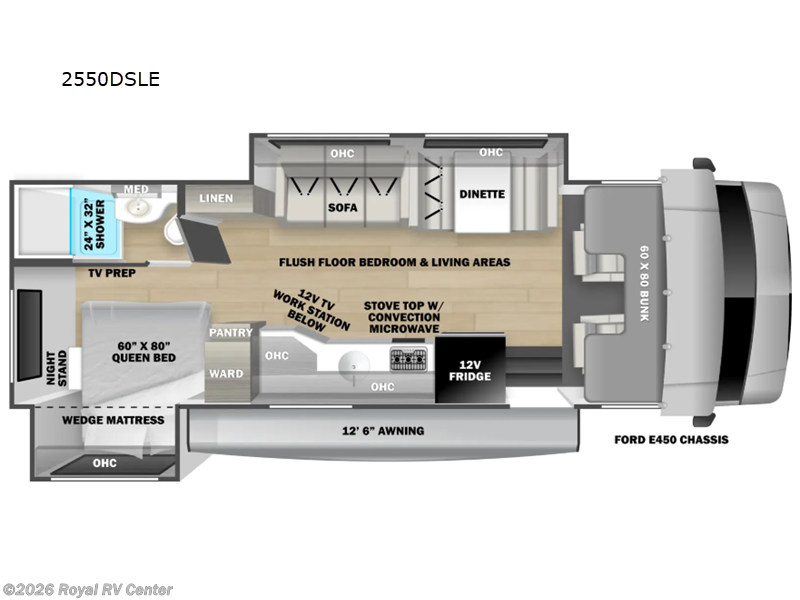 2026 Forest River Sunseeker LE 2550DSLE Ford - New Class C For Sale by Royal RV Center in Middlebury, Indiana features Slideout