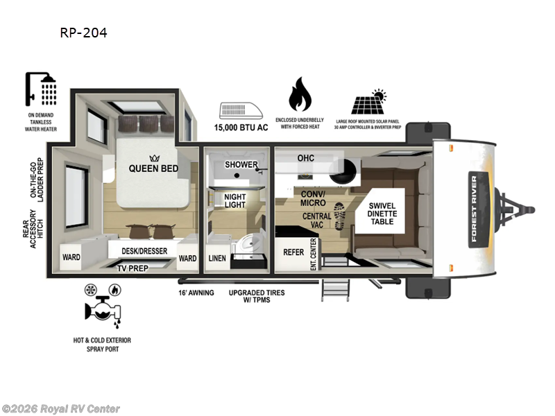 2026 Forest River R Pod RP-204 - New Travel Trailer For Sale by Royal RV Center in Middlebury, Indiana features Slideout
