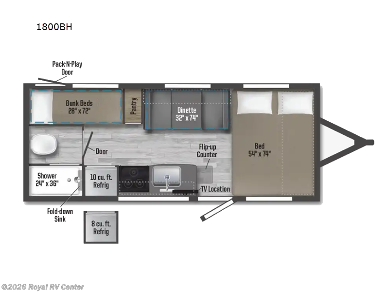 2026 Winnebago Micro Minnie 1800BH - New Travel Trailer For Sale by Royal RV Center in Middlebury, Indiana