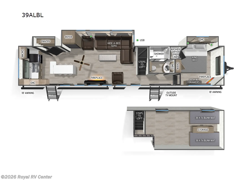 2026 Forest River Cherokee Timberwolf Black Label 39ALBL - New Destination Trailer For Sale by Royal RV Center in Middlebury, Indiana features Slideout