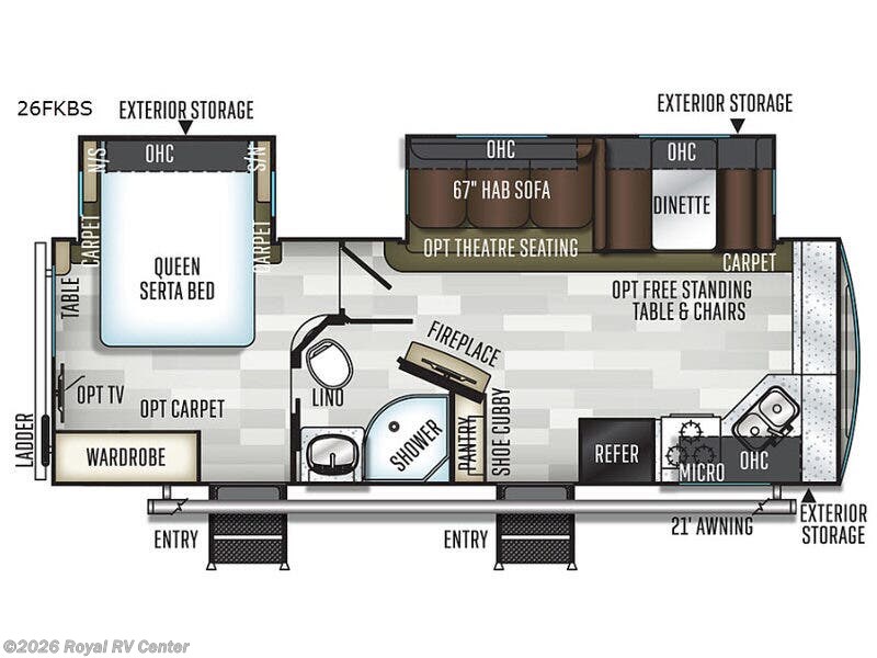 2019 Forest River Flagstaff Super Lite 26FKBS - Used Travel Trailer For Sale by Royal RV Center in Middlebury, Indiana features Slideout