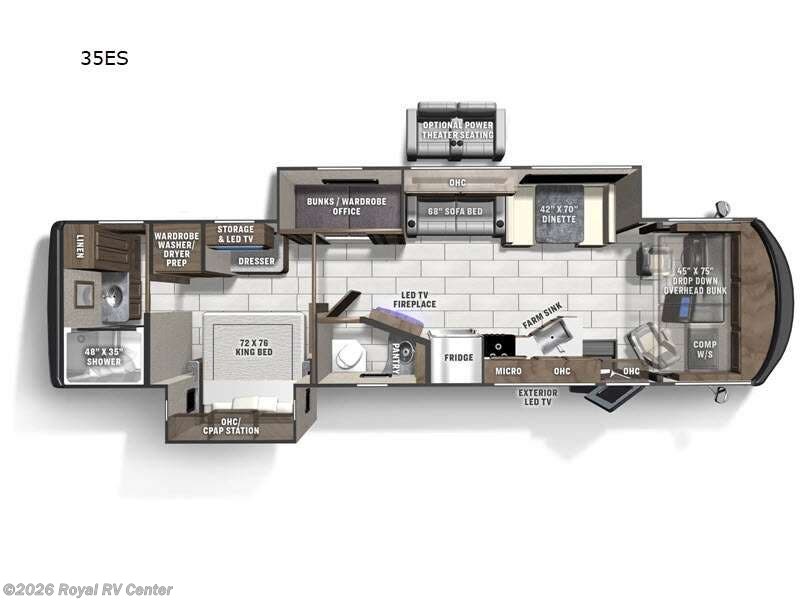 2026 Coachmen Mirada 35ES - New Class A For Sale by Royal RV Center in Middlebury, Indiana features Slideout