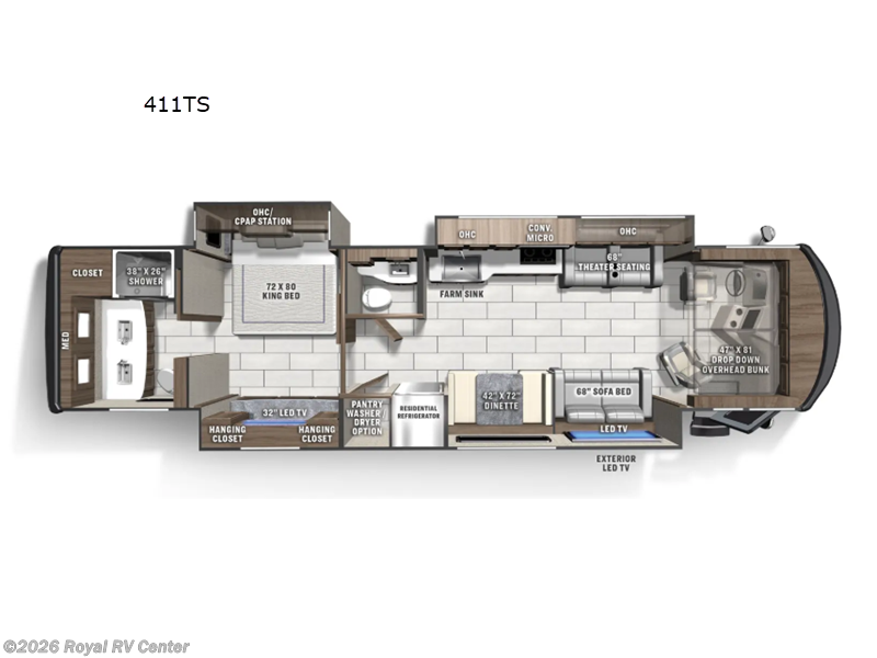 2026 Coachmen Sportscoach RD 411TS - New Class A For Sale by Royal RV Center in Middlebury, Indiana features Slideout
