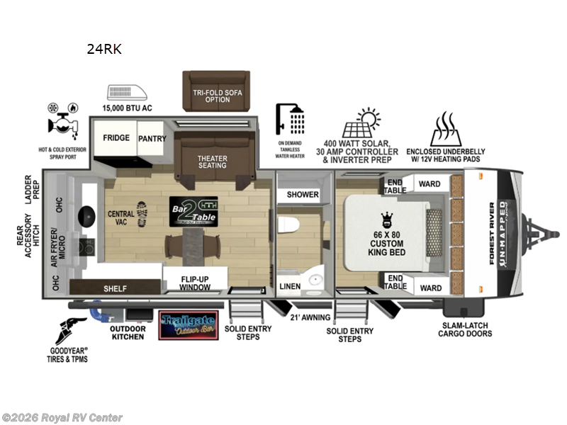 2026 Forest River Un-Mapped 24RK - New Travel Trailer For Sale by Royal RV Center in Middlebury, Indiana features Slideout