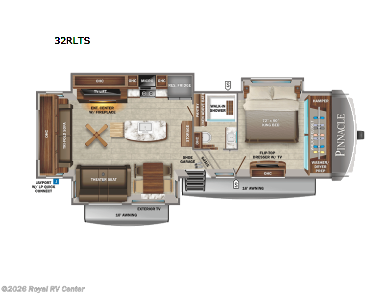 2022 Jayco Pinnacle 32RLTS - Used Fifth Wheel For Sale by Royal RV Center in Middlebury, Indiana features Slideout