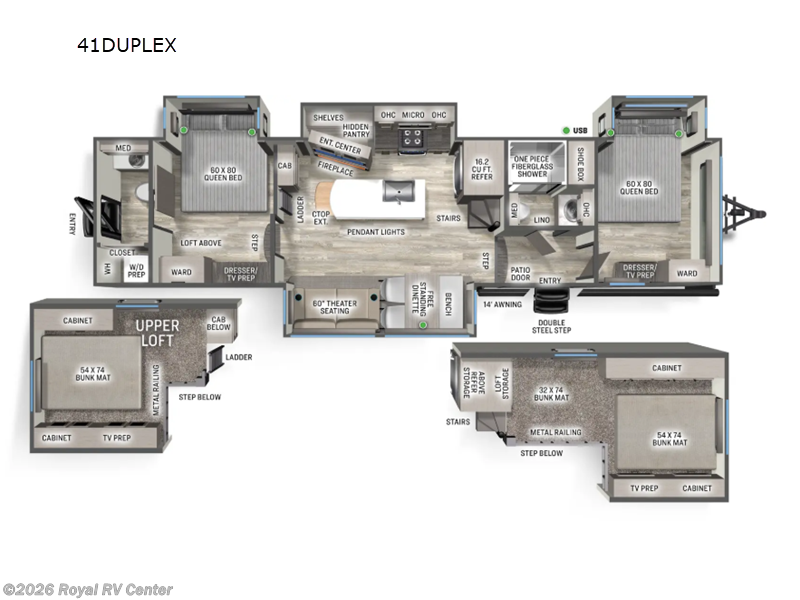 2026 Forest River Sierra Destination Trailers 41DUPLEX - New Destination Trailer For Sale by Royal RV Center in Middlebury, Indiana features Slideout