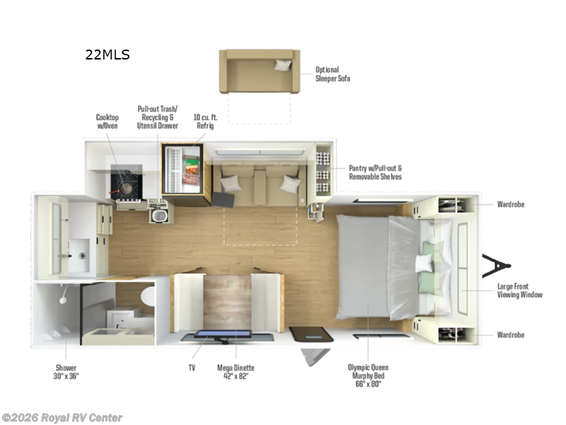 2026 Winnebago Thrive 22MLS - New Travel Trailer For Sale by Royal RV Center in Middlebury, Indiana features Slideout