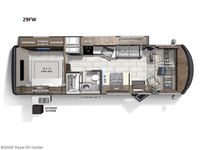2022 Coachmen Mirada 29FW - Used Class A For Sale by Royal RV Center in Middlebury, Indiana features Slideout