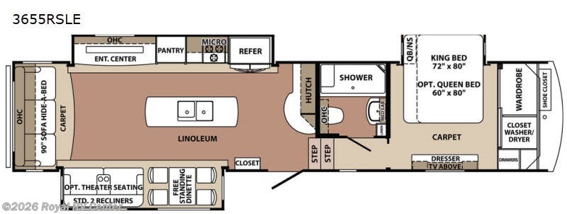 2018 Forest River Cardinal Limited 3655RSLE - Used Fifth Wheel For Sale by Royal RV Center in Middlebury, Indiana features Slideout