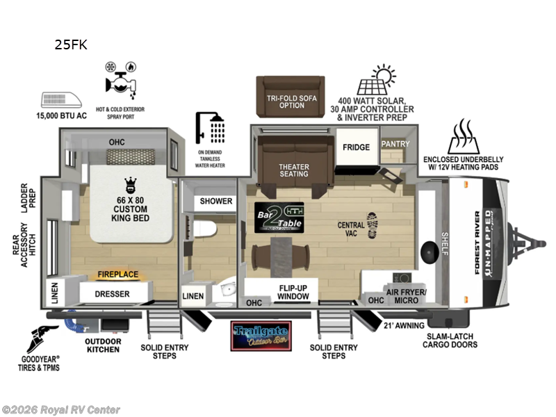 2026 Forest River Un-Mapped 25FK - New Travel Trailer For Sale by Royal RV Center in Middlebury, Indiana features Slideout