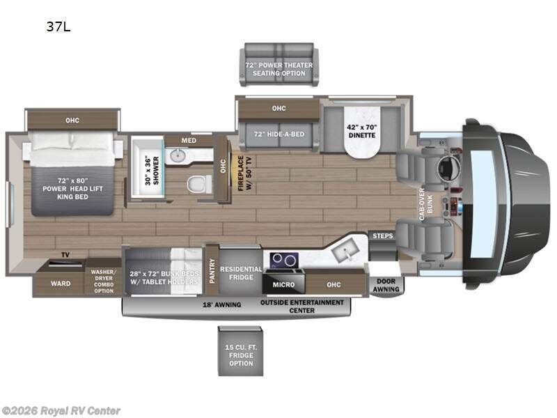2024 Entegra Coach Accolade 37L - Used Super C For Sale by Royal RV Center in Middlebury, Indiana features Slideout