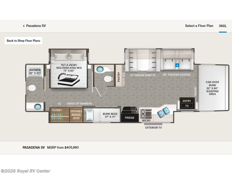 2026 Thor Motor Coach Pasadena SV 38XL - New Super C For Sale by Royal RV Center in Middlebury, Indiana features Slideout