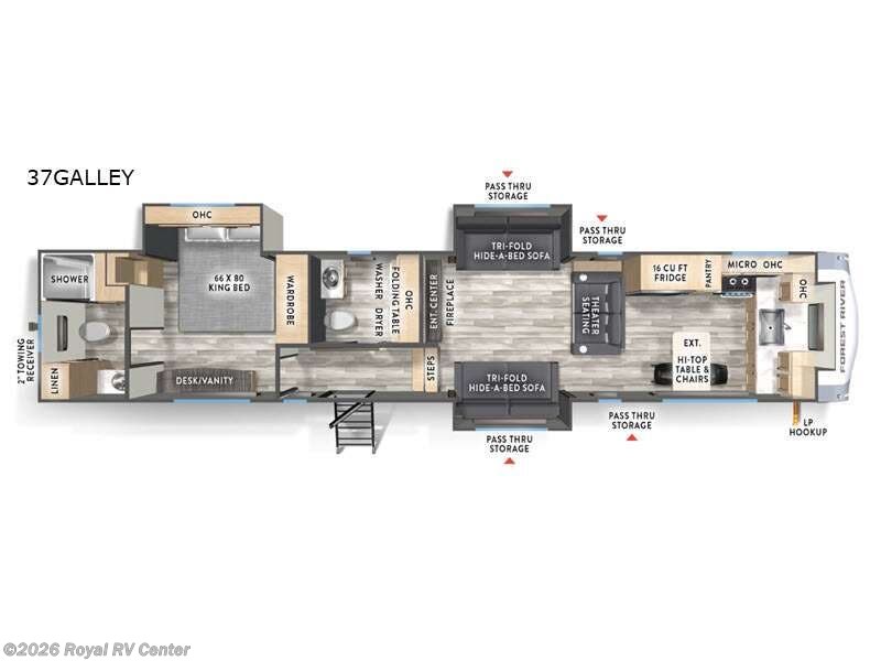 2026 Forest River Wildcat 37GALLEY - New Fifth Wheel For Sale by Royal RV Center in Middlebury, Indiana features Slideout