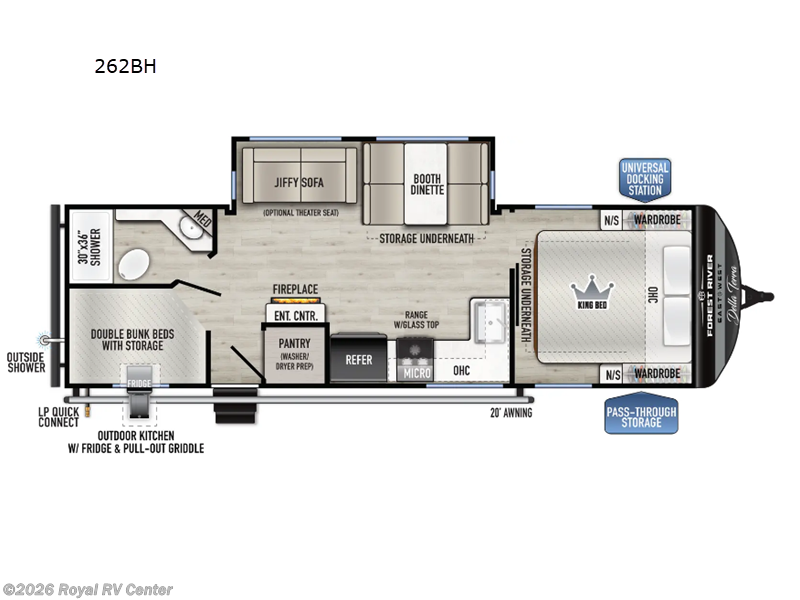 2026 East to West Della Terra 262BH - New Travel Trailer For Sale by Royal RV Center in Middlebury, Indiana features Slideout