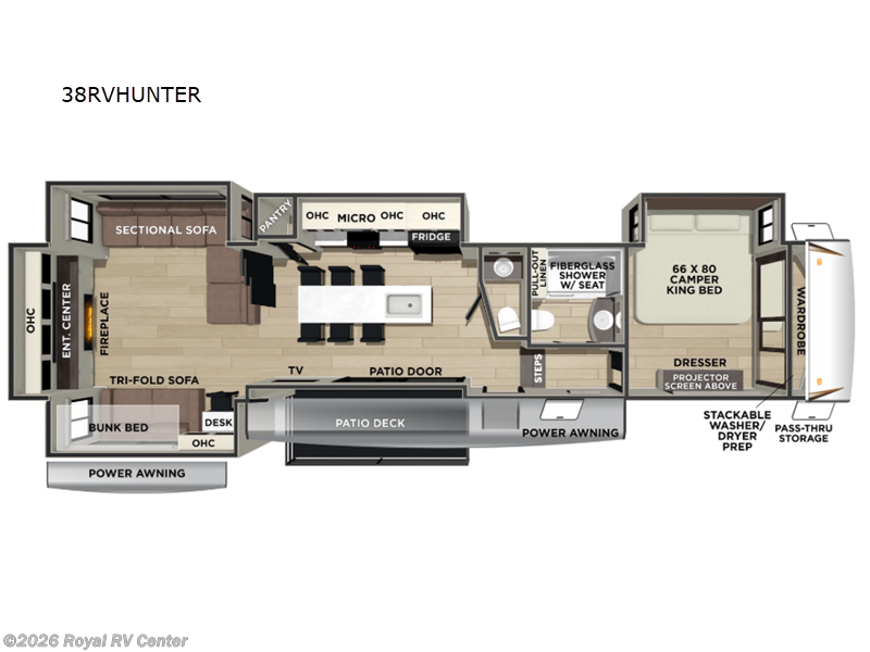 2026 Forest River Cherokee Sabre 38RVHUNTER - New Fifth Wheel For Sale by Royal RV Center in Middlebury, Indiana features Slideout