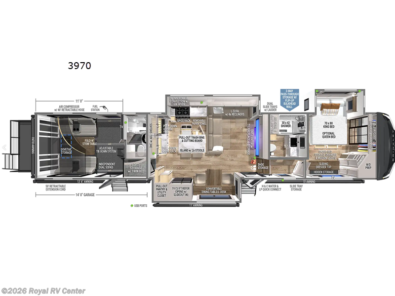 2026 Brinkley RV Model G 3970 - New Toy Hauler For Sale by Royal RV Center in Middlebury, Indiana features Slideout