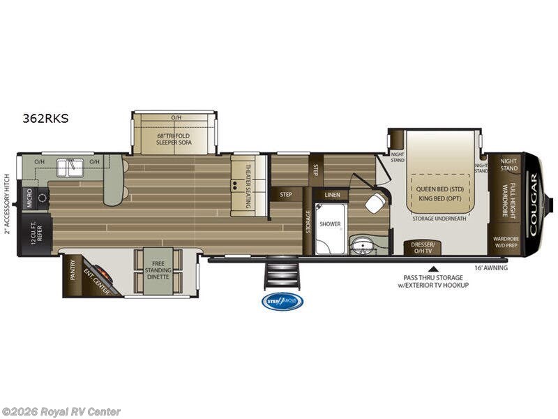 2019 Keystone Cougar 362RKS - Used Fifth Wheel For Sale by Royal RV Center in Middlebury, Indiana features Slideout