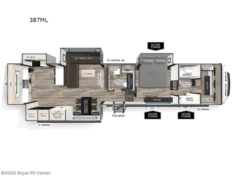 2026 Forest River Cherokee Arctic Wolf 387ML - New Fifth Wheel For Sale by Royal RV Center in Middlebury, Indiana features Slideout