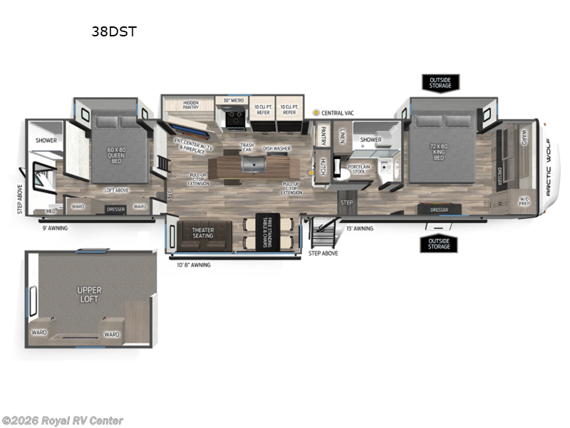 2026 Forest River Cherokee Arctic Wolf 38DST - New Fifth Wheel For Sale by Royal RV Center in Middlebury, Indiana features Slideout