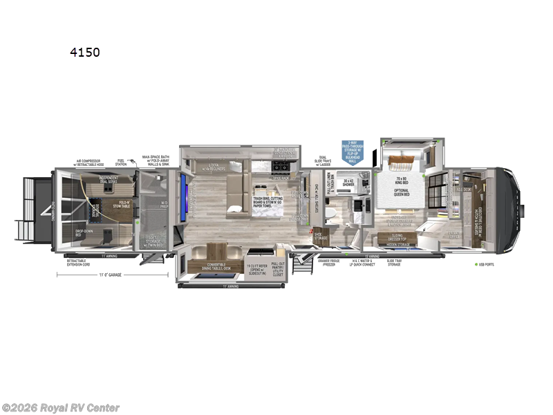 2027 Brinkley RV Model G 4150 - New Toy Hauler For Sale by Royal RV Center in Middlebury, Indiana features Slideout