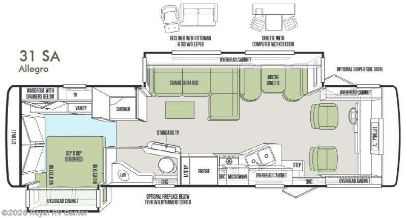 2014 Tiffin Allegro 31 SA - Used Class A For Sale by Royal RV Center in Middlebury, Indiana features Slideout