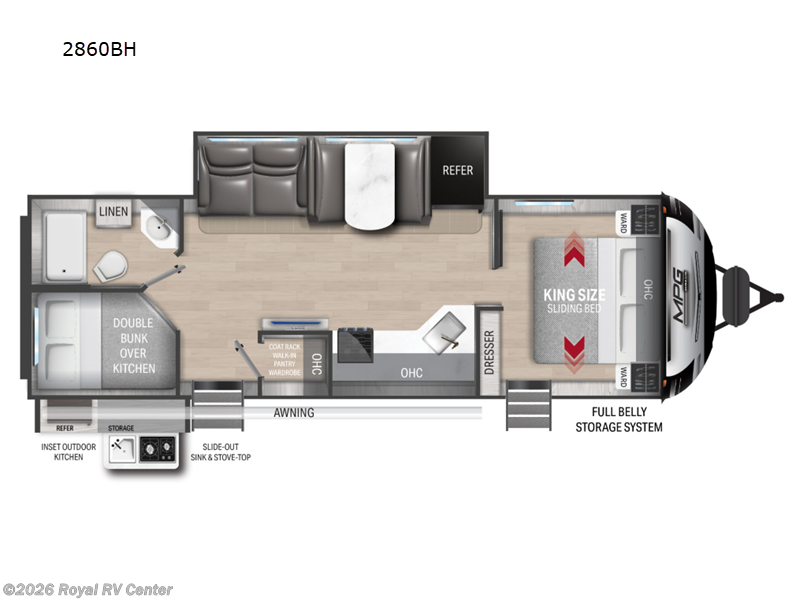 2022 Cruiser RV MPG 2860BH - Used Travel Trailer For Sale by Royal RV Center in Middlebury, Indiana features Slideout