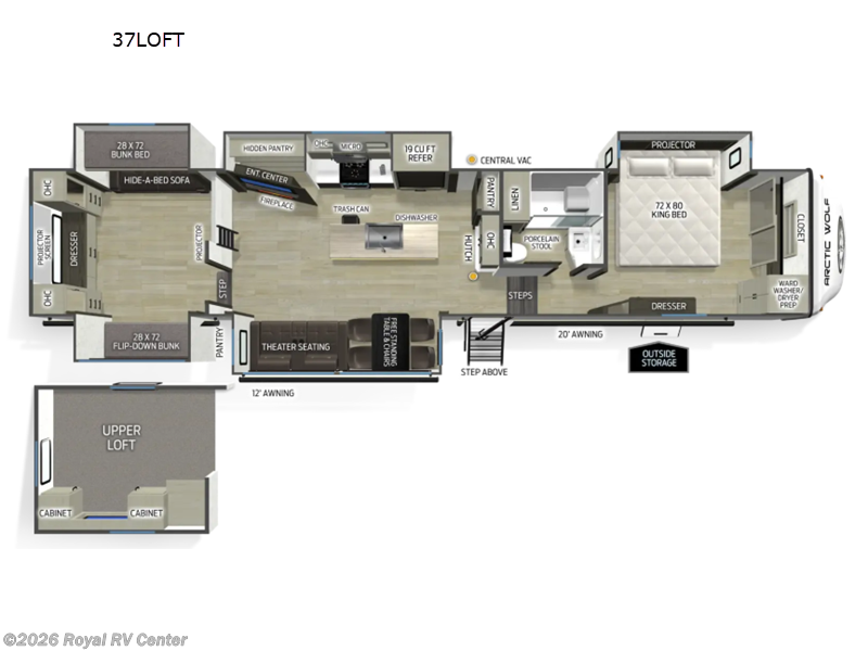 2027 Forest River Cherokee Arctic Wolf 37LOFT - New Fifth Wheel For Sale by Royal RV Center in Middlebury, Indiana features Slideout